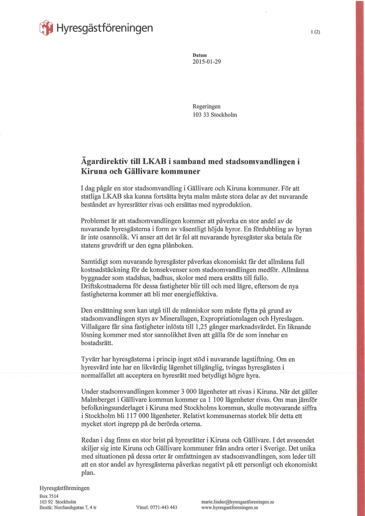 Dags för regeringen att ta ansvar för stadsomvandlingen i Kiruna och Gällivare