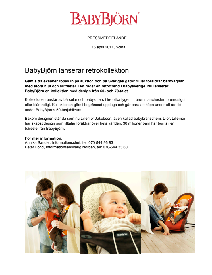 BabyBjörn lanserar retrokollektion