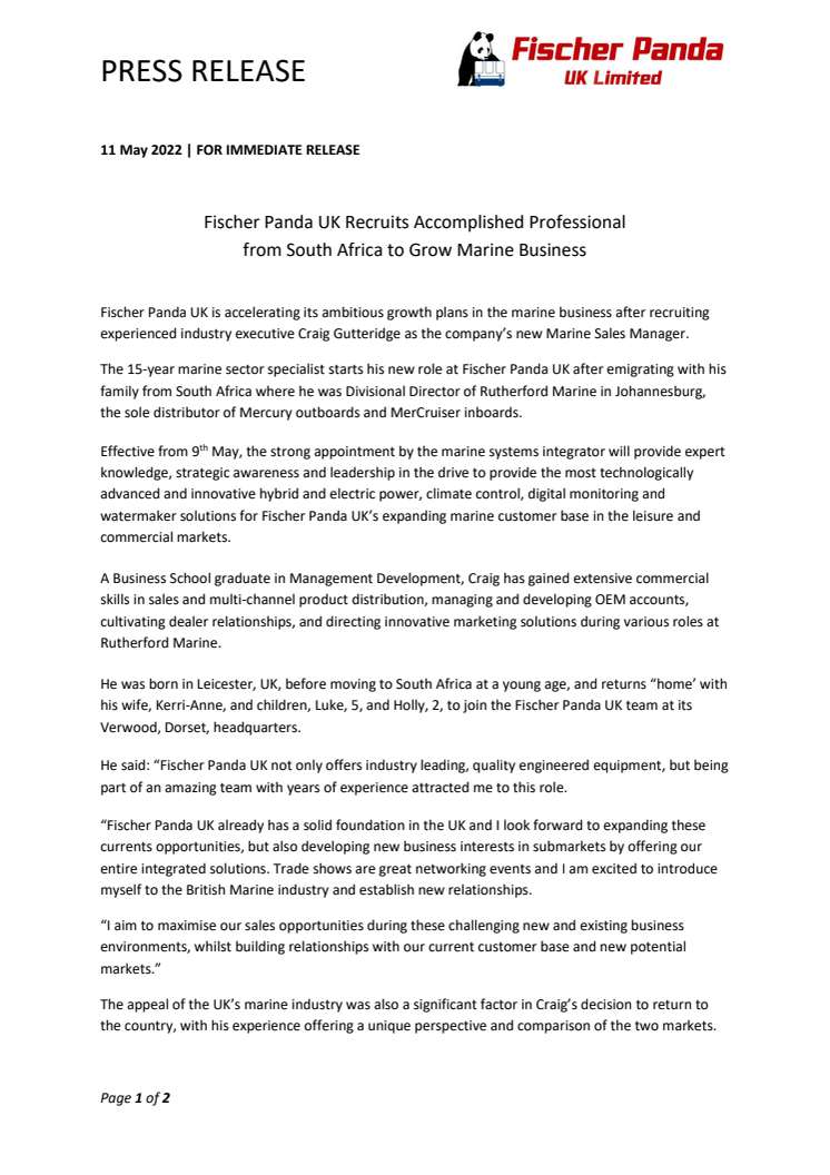 11 May 2022 - Fischer Panda UK Appoints Accomplished Professional from S Africa.pdf