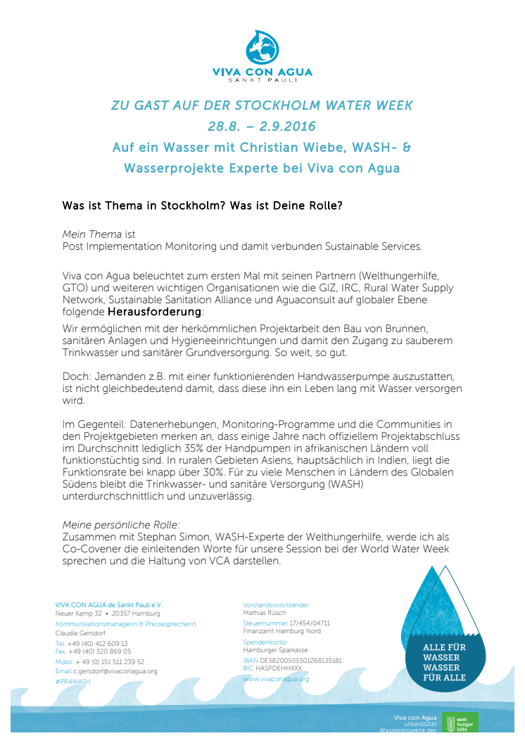 Auf ein Wasser mit Chris Wiebe: Stockholm Water Week