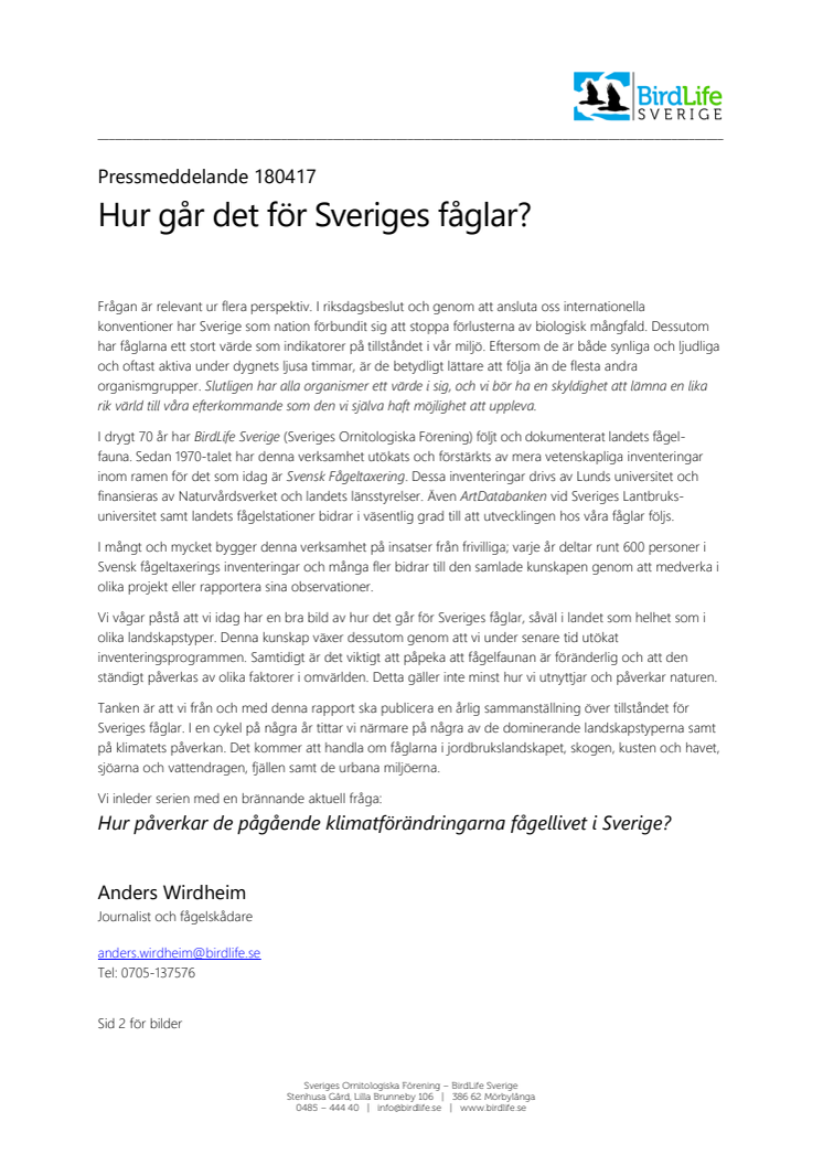 Hur går det för Sveriges fåglar?