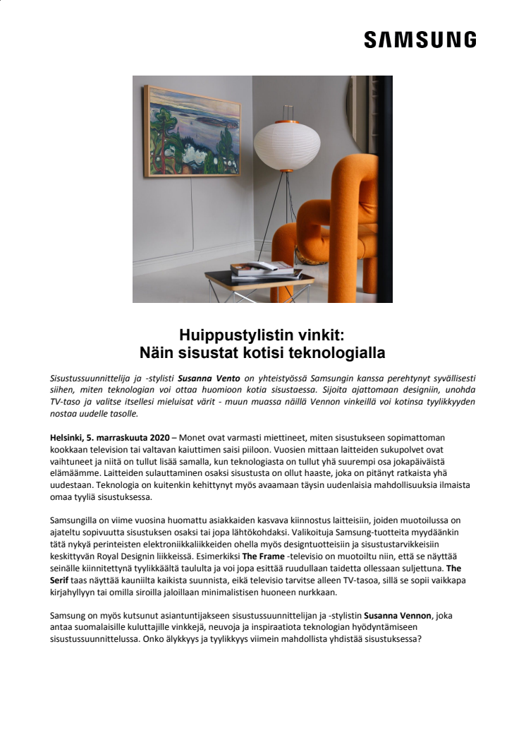 Huippustylistin vinkit: Näin sisustat kotisi teknologialla