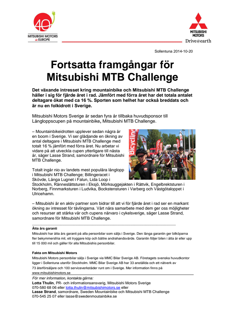 Fortsatta framgångar för Mitsubishi MTB Challenge