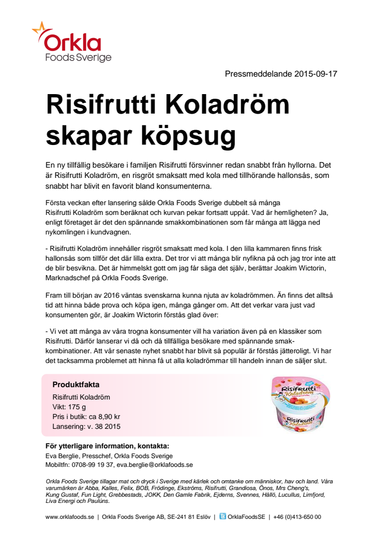 Risifrutti Koladröm skapar köpsug