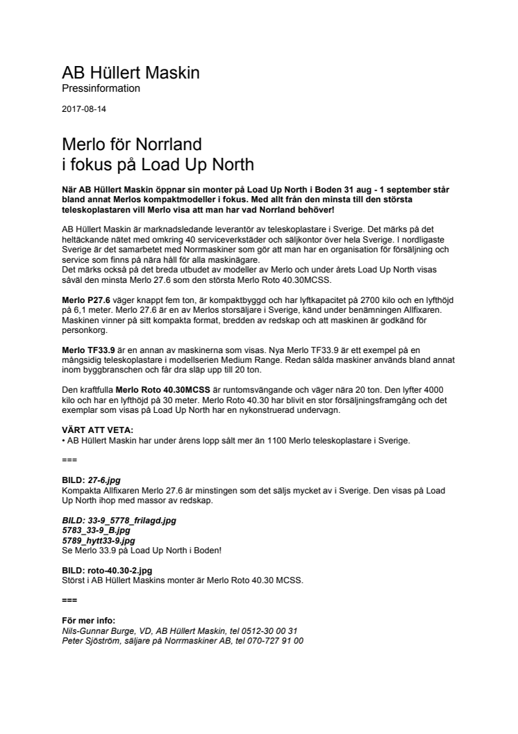 Merlo för Norrland i fokus på Load Up North