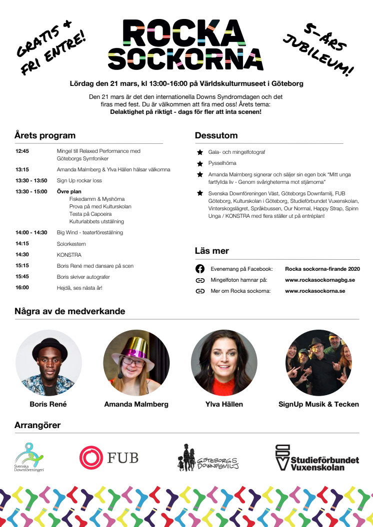 Program rocka sockorna-firande 2020 i Göteborg