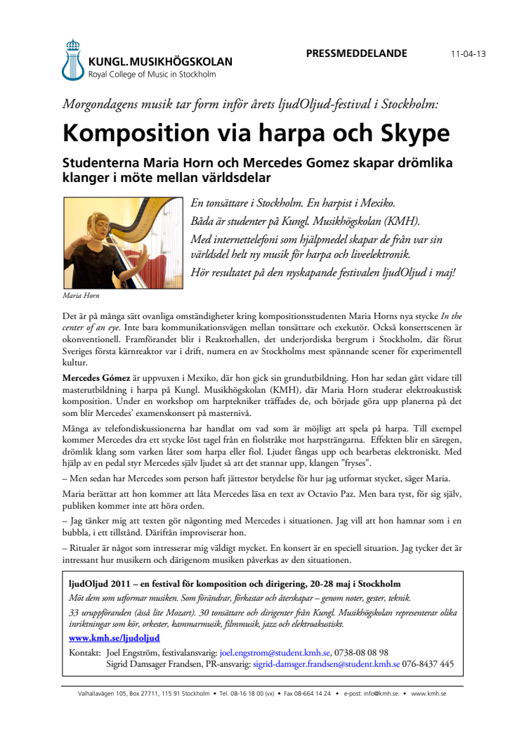 Komposition via harpa och Skype