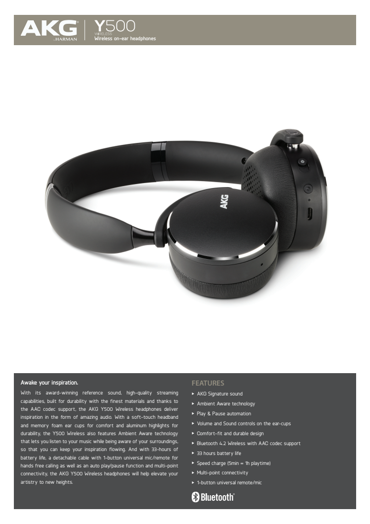 AKG Y500_Spec sheet