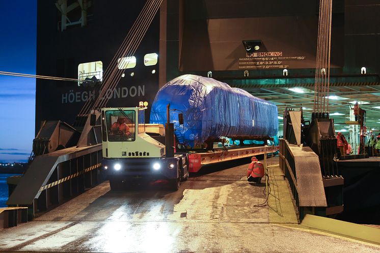 Arrival of training carriage at the Port of Tyne