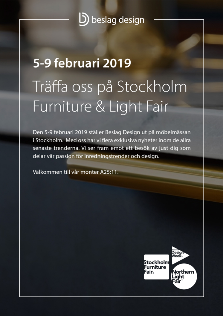 Träffa oss på Stockholm Furniture & Light Fair