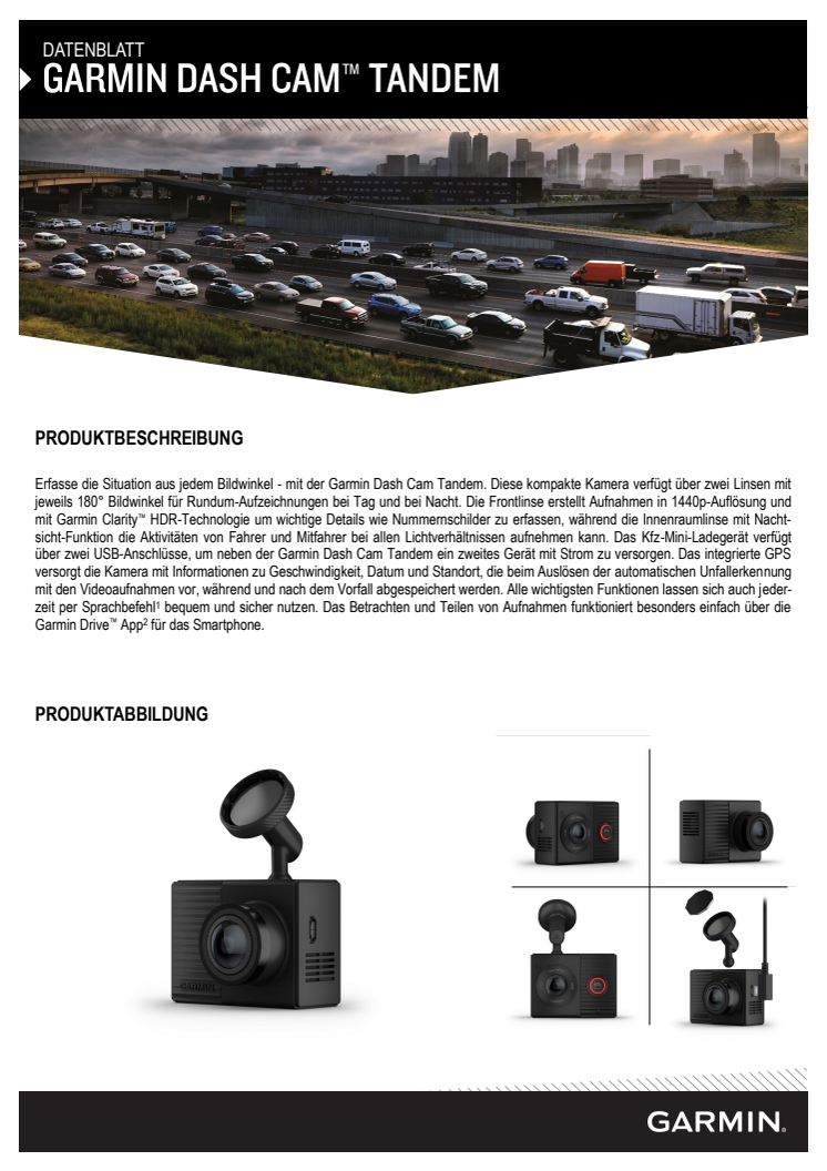 Datenblatt Garmin Dash Cam Tandem 