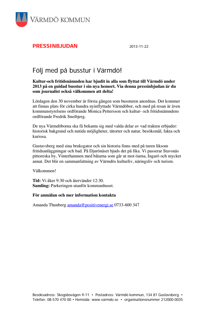 Pressinbjudan: Följ med på busstur för nyinflyttade!