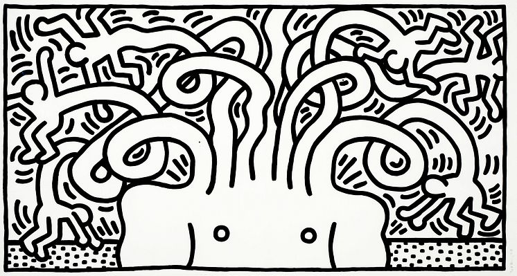 Keith Haring- "Untitled (Medusa)". Sign. K. Haring 86, 14:24. Akvatinte på Hahnemühle Bütten 300g. Bladstørrelse 128,2 x 238,7..jpeg