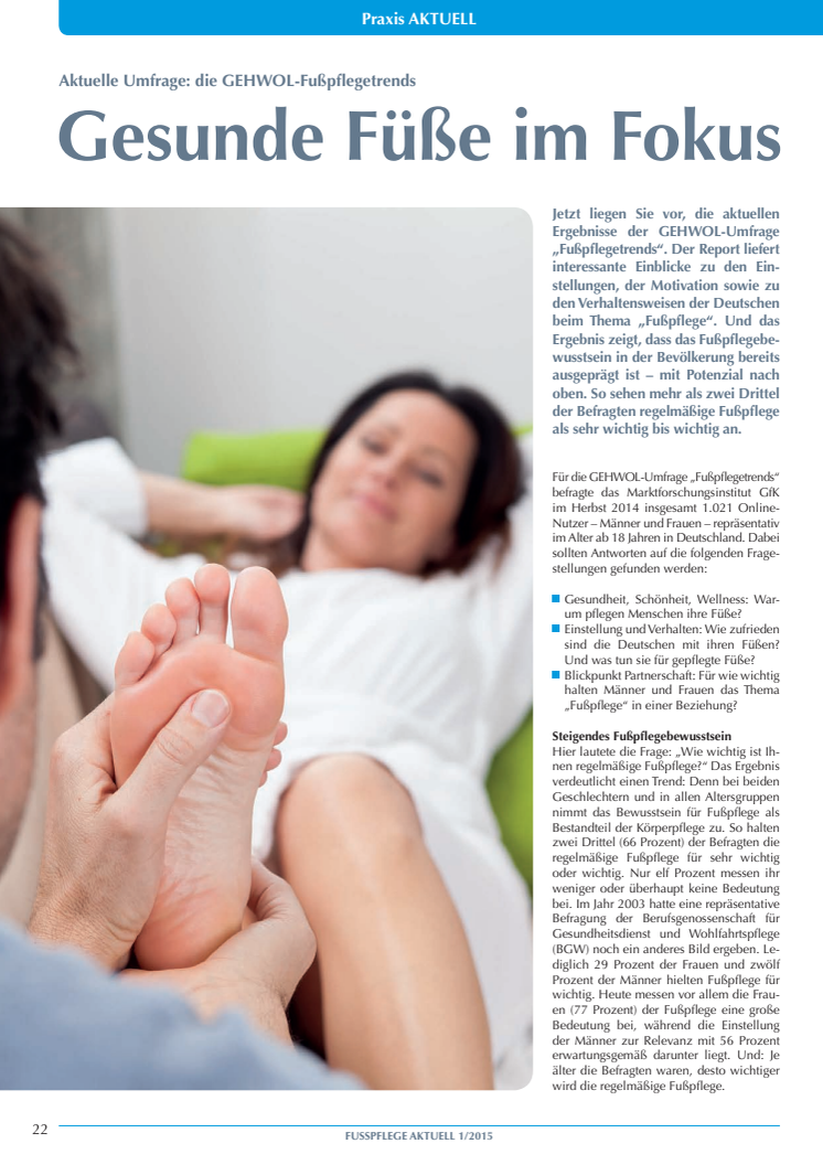 GEHWOL Fußpflegetrends 2015: Gesunde Füße im Fokus