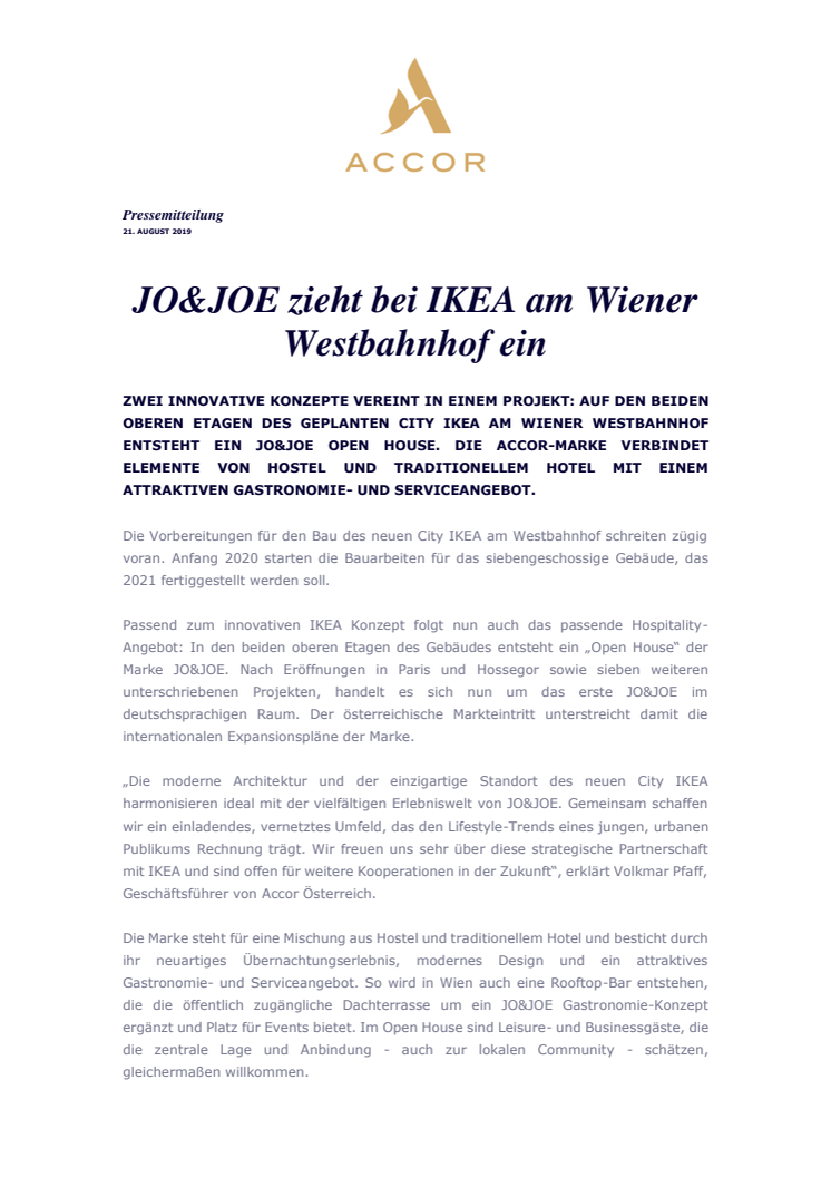 JO&JOE zieht bei IKEA am Wiener Westbahnhof ein