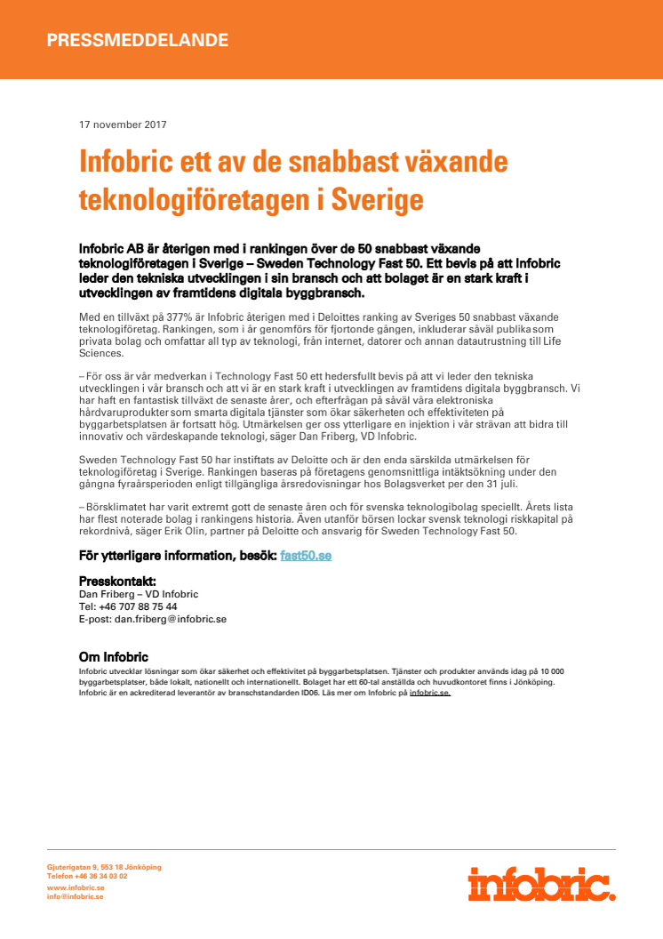 Infobric är ett av de snabbast växande teknologiföretagen i Sverige