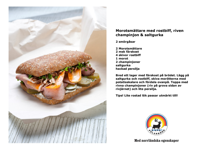 Recept: Morotsmättare med rostbiff, riven champinjon & saltgurka