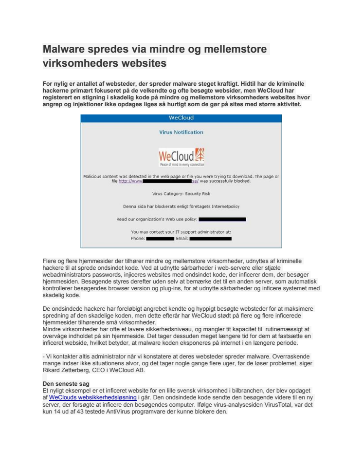 Malware spredes via mindre og mellemstore virksomheders websites