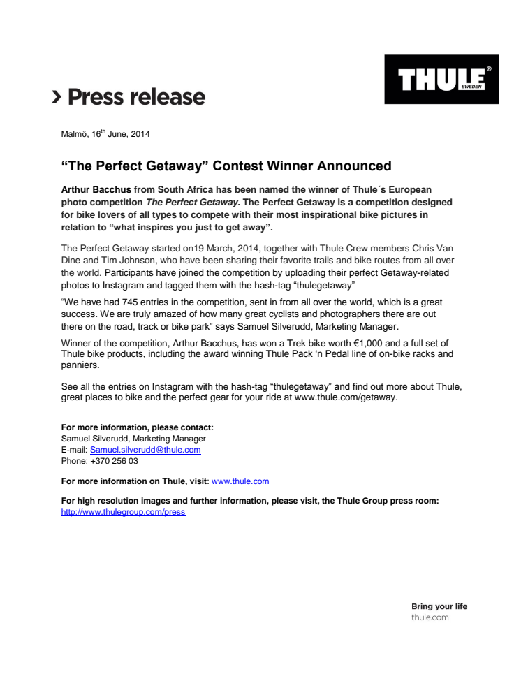 “The Perfect Getaway” Contest Winner Announced 