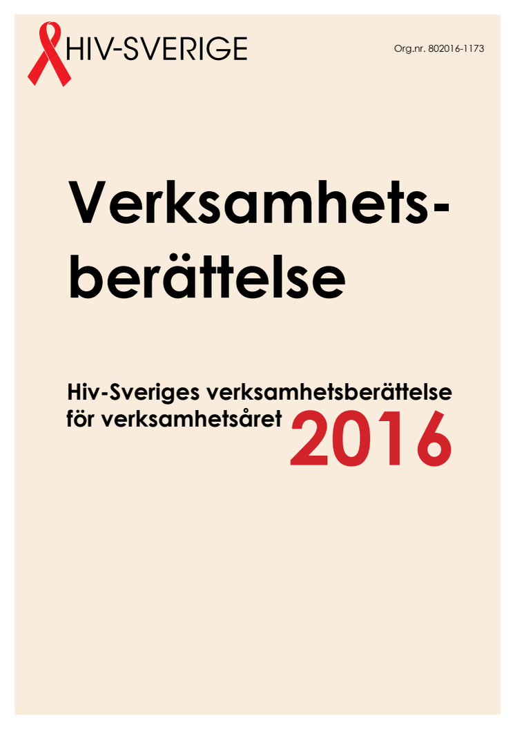 Hiv-Sveriges verksamhetsberättelse 2016