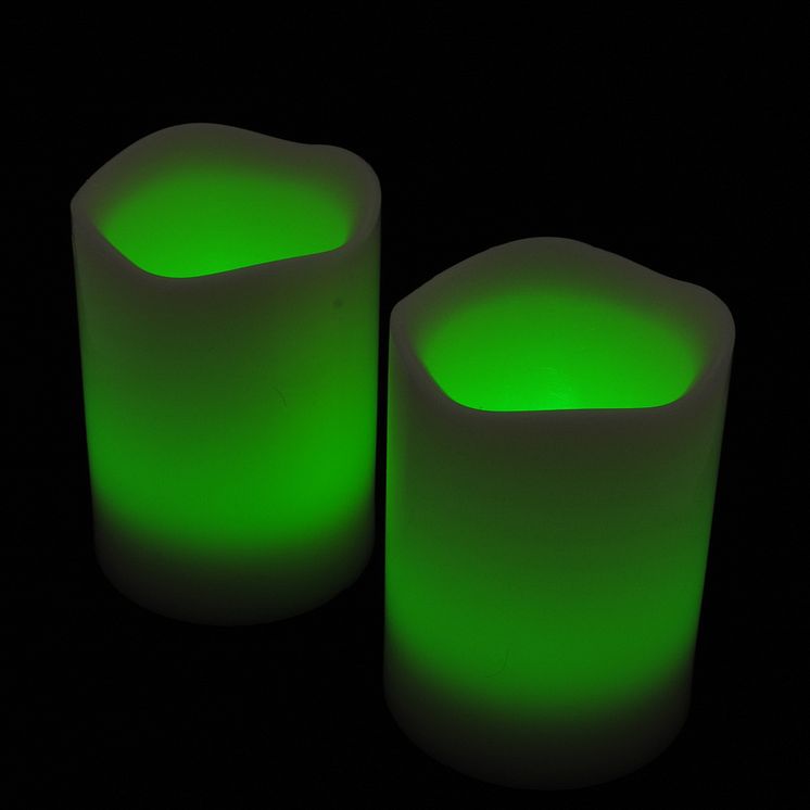 Blockljus med färgval och fjärr 3-pack-frilagd gröna