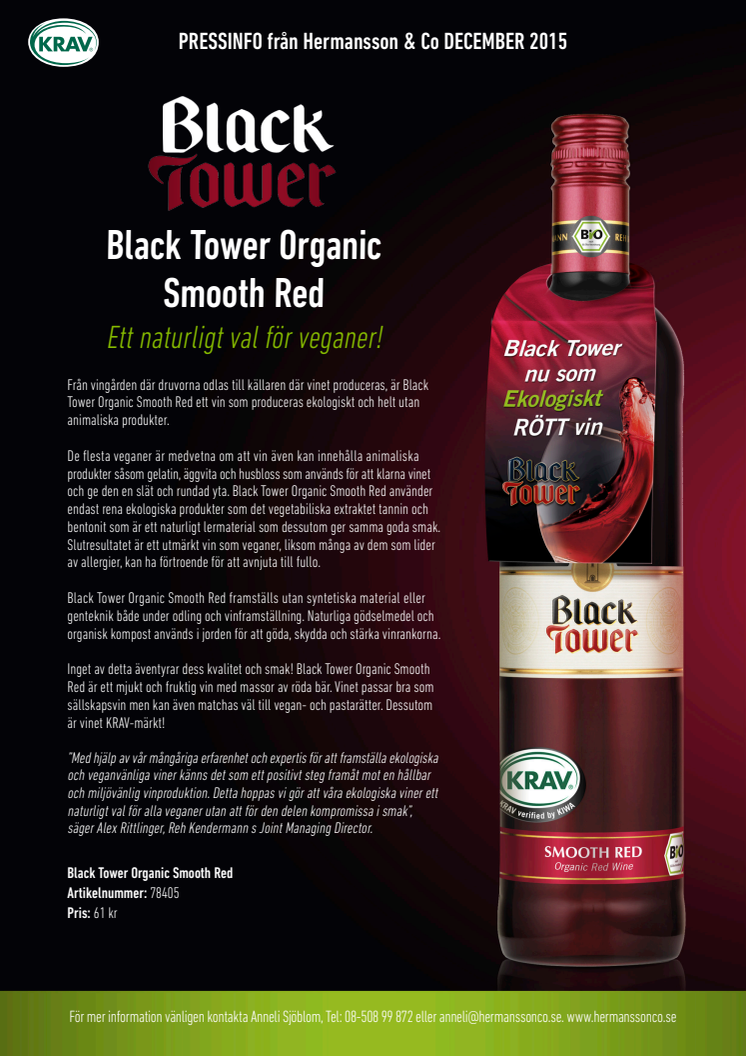 Black Tower Organic Smooth Red - ett naturligt val för veganer!