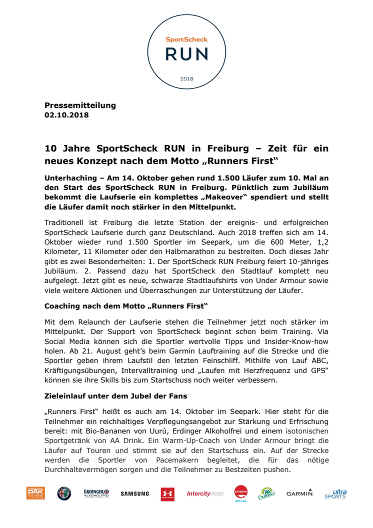 10 Jahre SportScheck RUN in Freiburg – Zeit für ein neues Konzept nach dem Motto „Runners First“