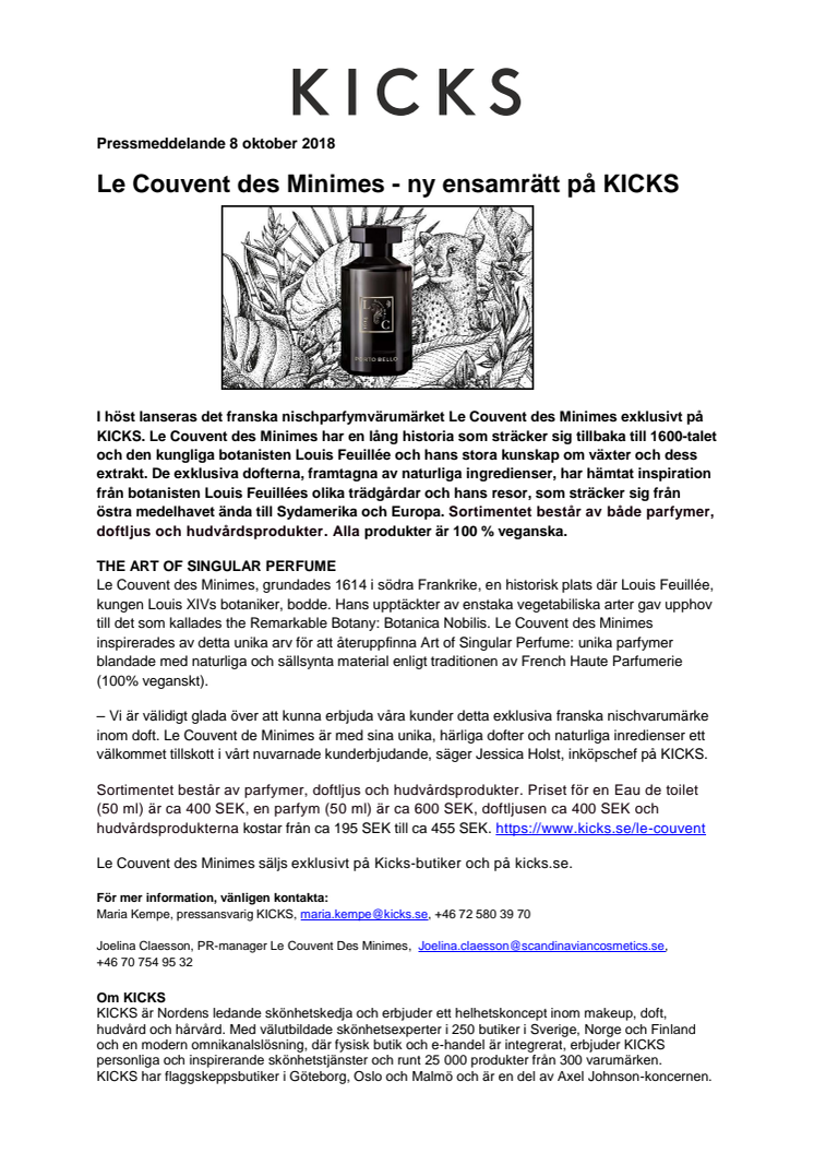 Le Couvent des Minimes - ny ensamrätt på KICKS  