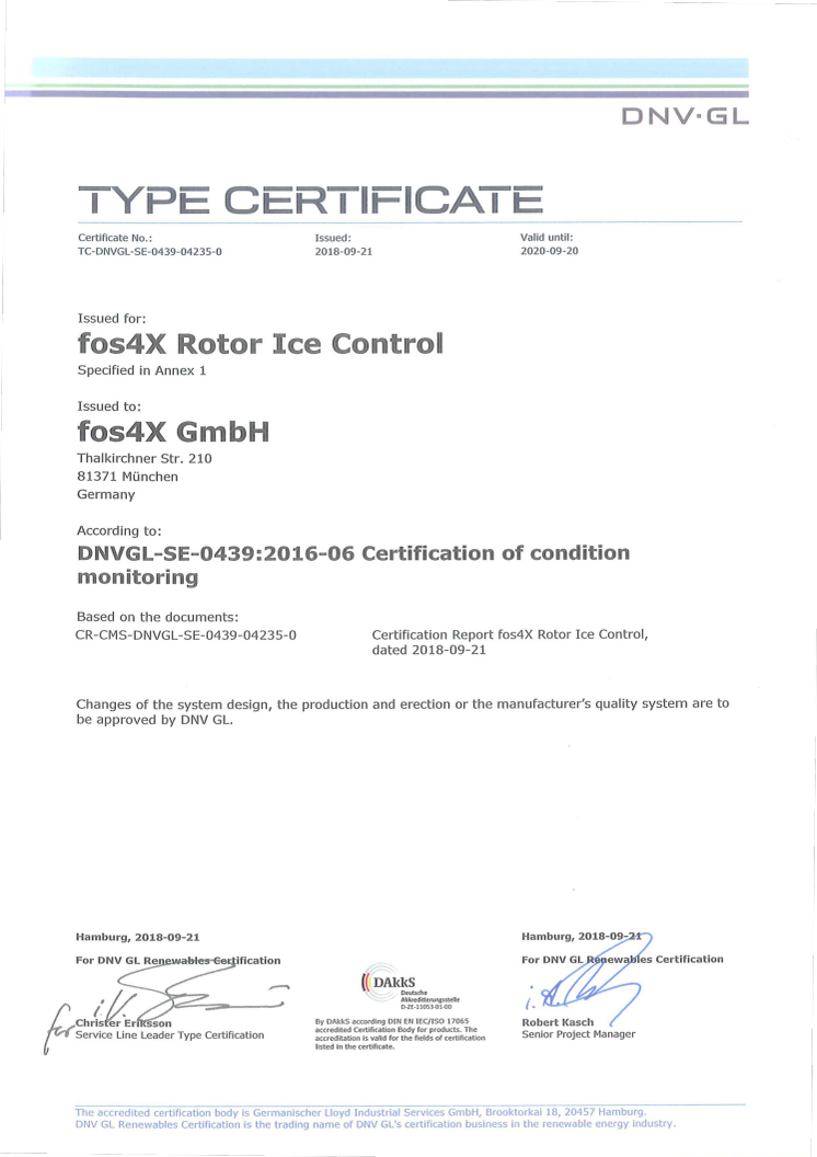 Rotor Ice Control Certificate