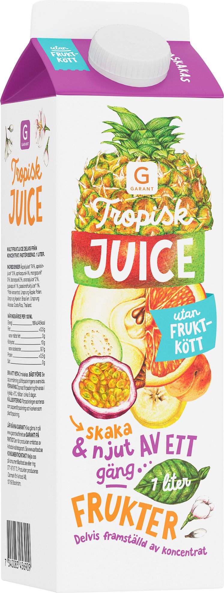 Garant tropisk juice utan fruktkött 1 liter