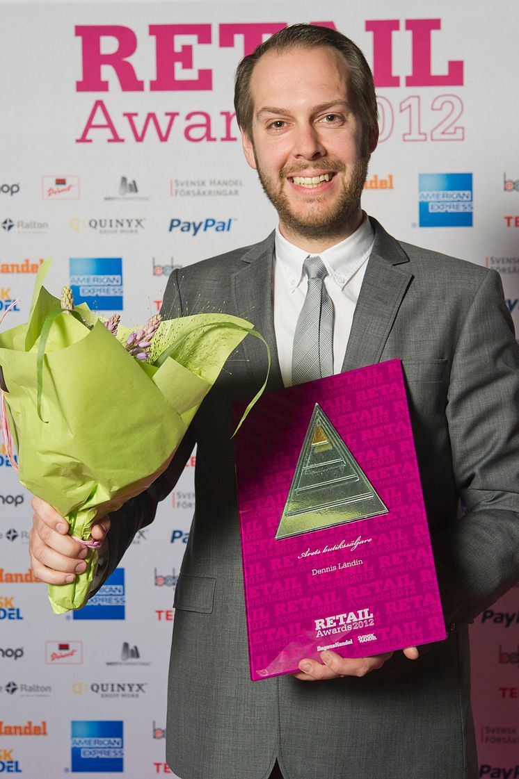 Vinnare Årets butikssäljare, Retail Awards 2012, Dennis Ländin, Blomsterlandet Norrtälje