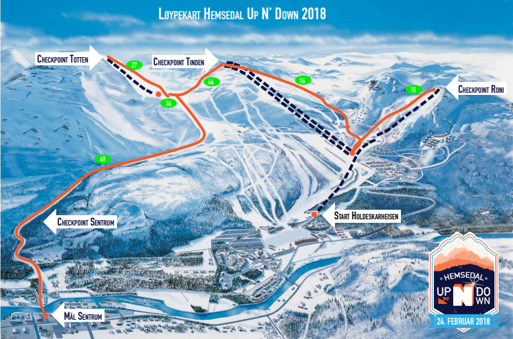 Løypekart Hemsedal Up N`Down 2018