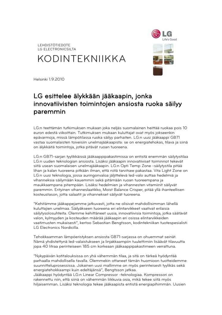 LG esittelee älykkään jääkaapin, jonka innovatiivisten toimintojen ansiosta ruoka säilyy paremmin