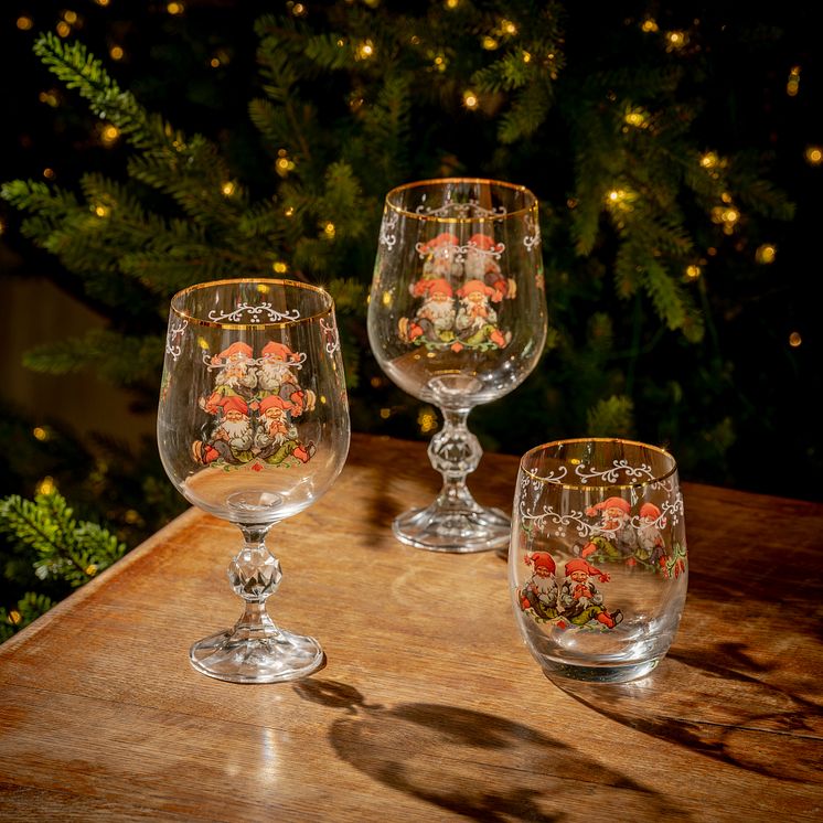 Fyrklövern Gammaldags Jul vinglas och dricksglas