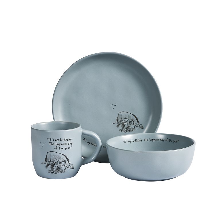 Fyrklövern Winnie the Pooh Birthday set om 3, Blå