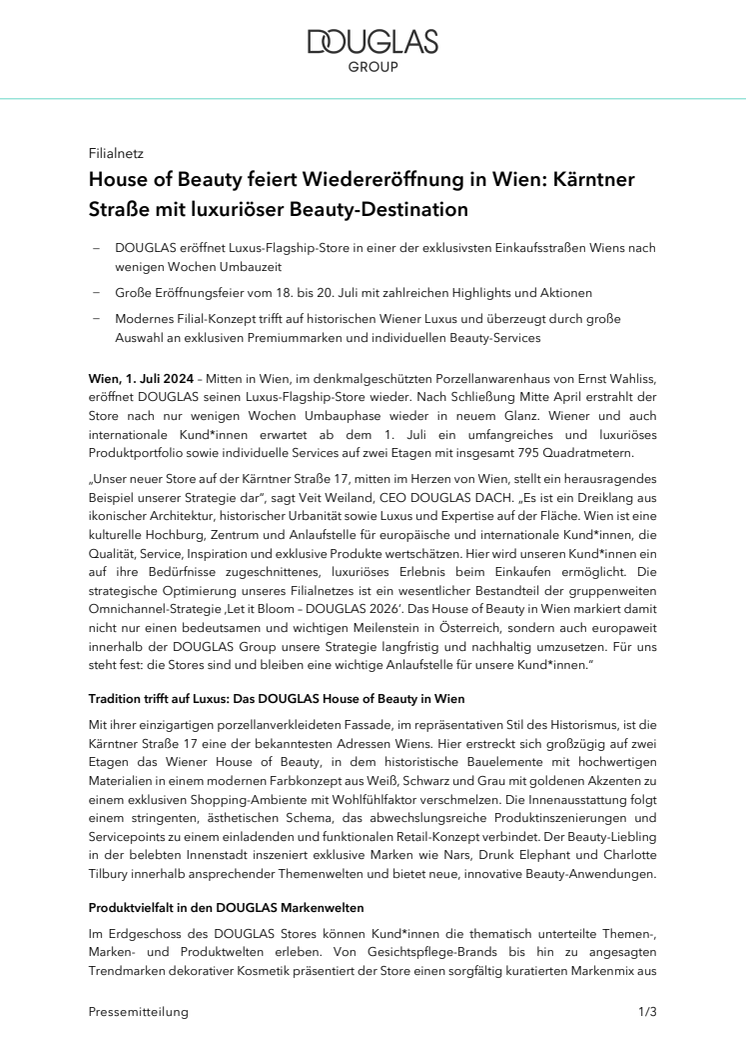 House of Beauty feiert Wiedereröffnung in Wien: Kärntner Straße mit luxuriöser Beauty-Destination