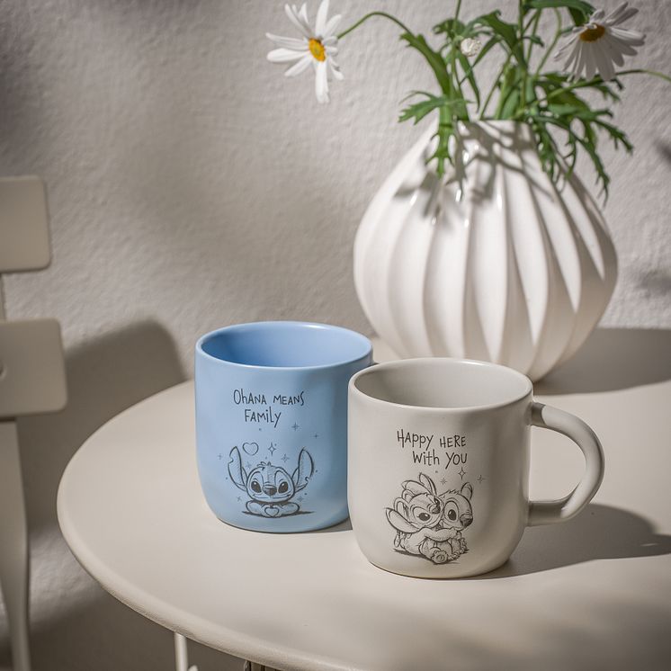 Stitch mugg Ohana och Stitch & Angel mugg Happy