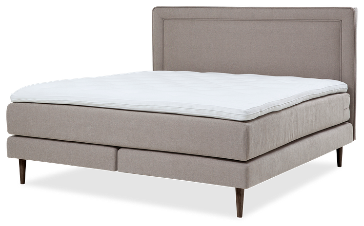 Elegans säng kontinental 180 bm premium ben konade mörkbrun ek gavel ram slät scala beige.png