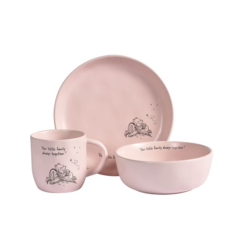 Fyrklövern Winnie the Pooh Family set om 3, Ljusrosa