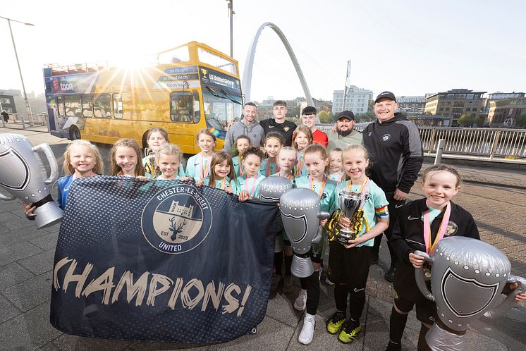 Chester-Le-Street United Girls  under-eights and their coaches. 
