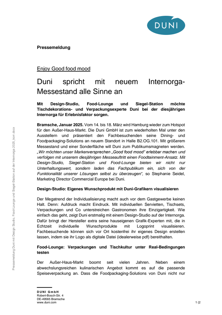 Pressemeldung Duni mit Design Studio, Food-Lounge und Siegel-Station auf der Internorga 2025.pdf