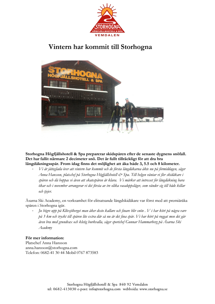 Vintern har kommit till Storhogna