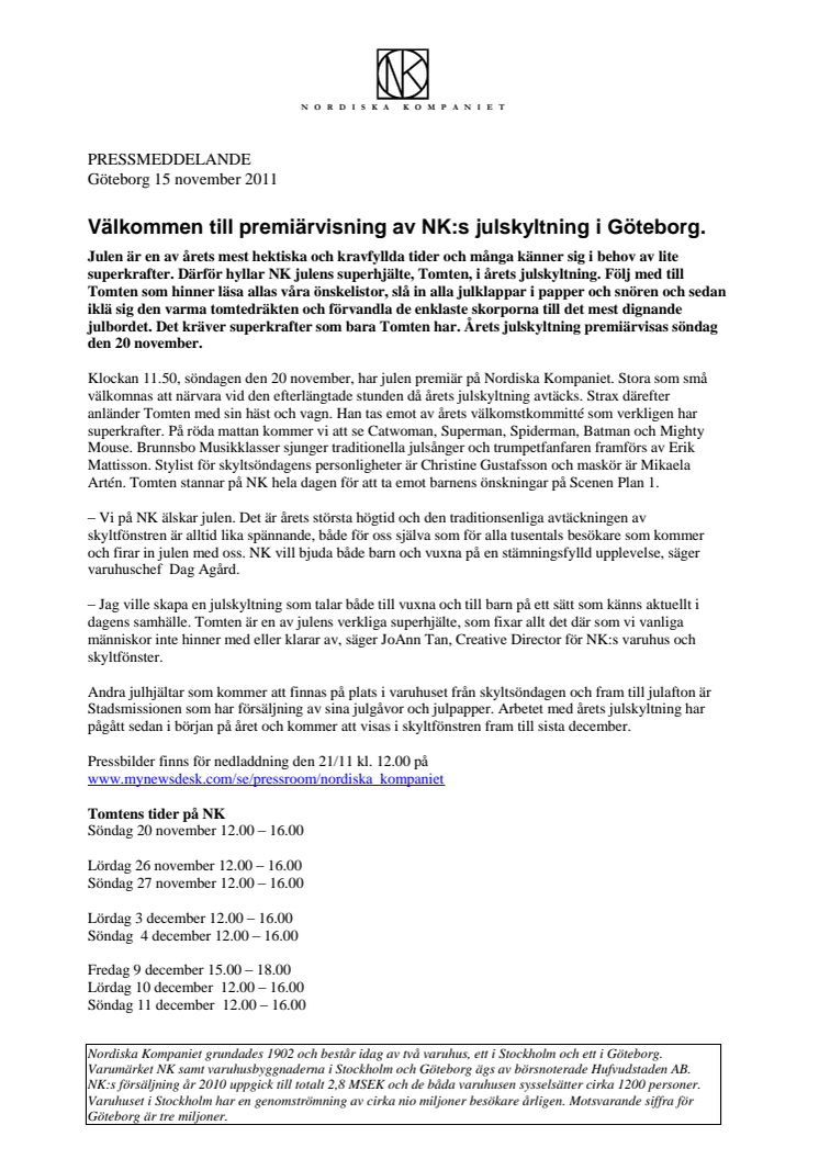 Välkommen till premiärvisning av NK:s julskyltning i Göteborg. 
