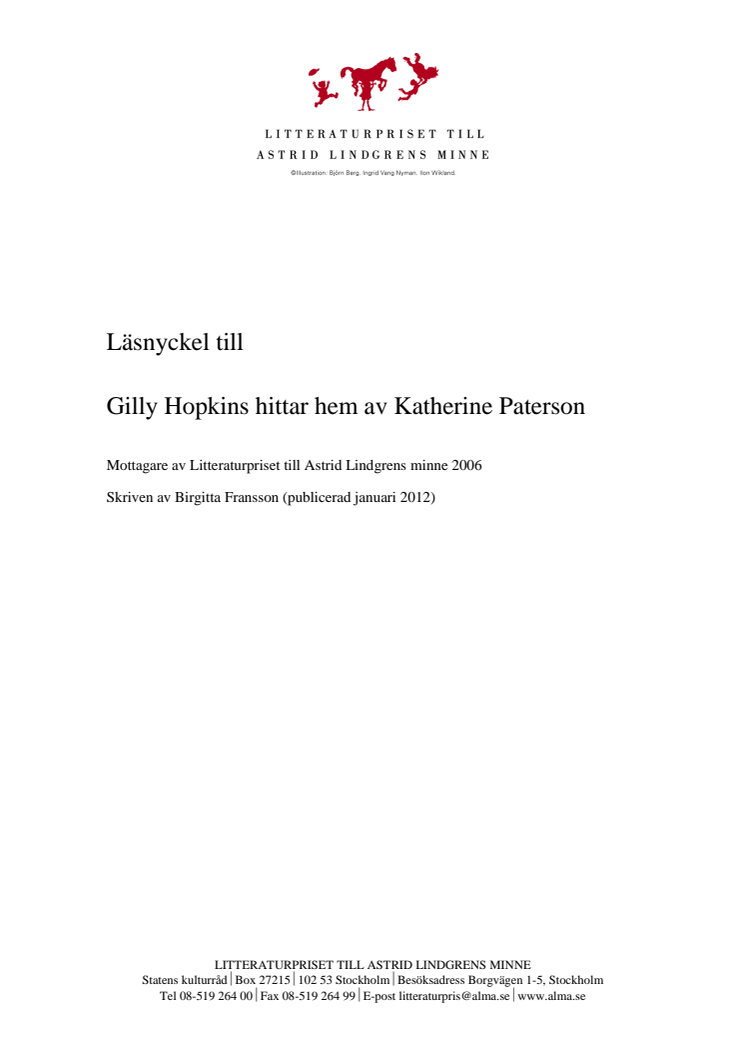 Läsnyckel till Gilly Hopkins hittar hem