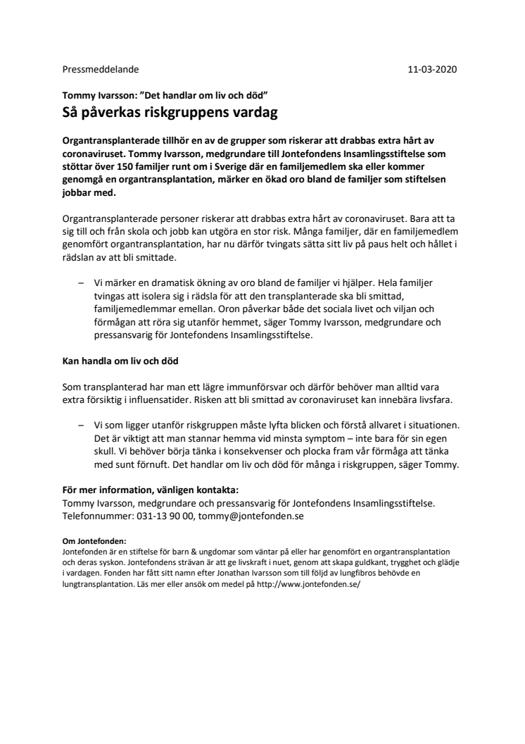 Så påverkas riskgruppens vardag av det nya Coronaviruset