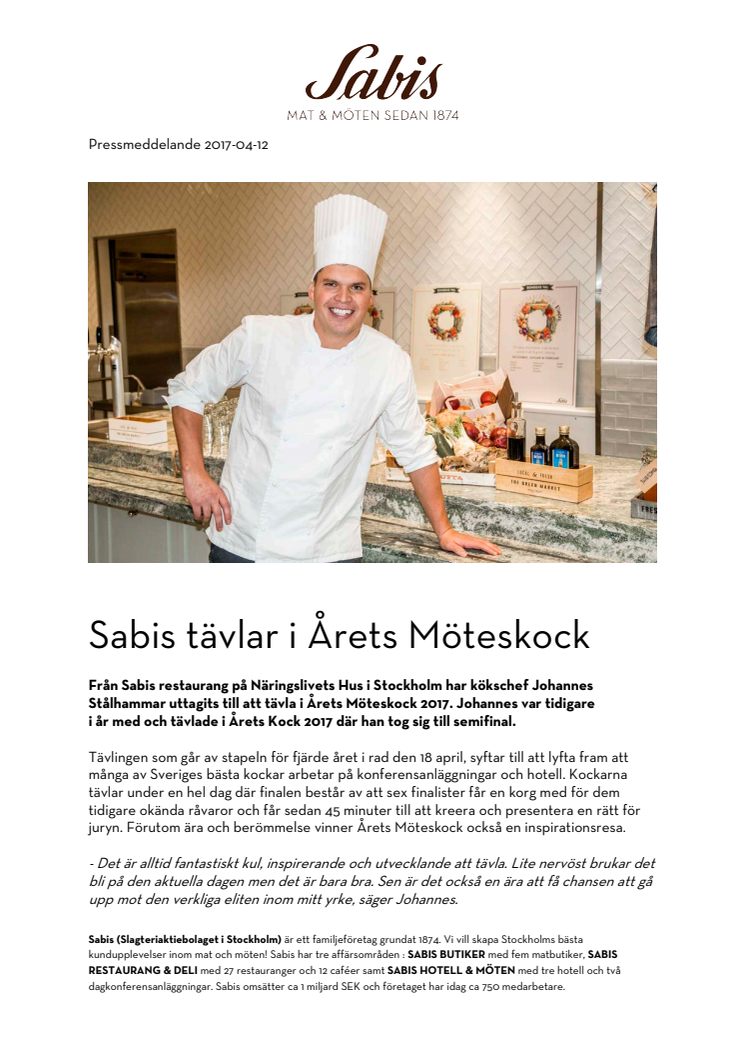 Sabis tävlar i Årets Möteskock