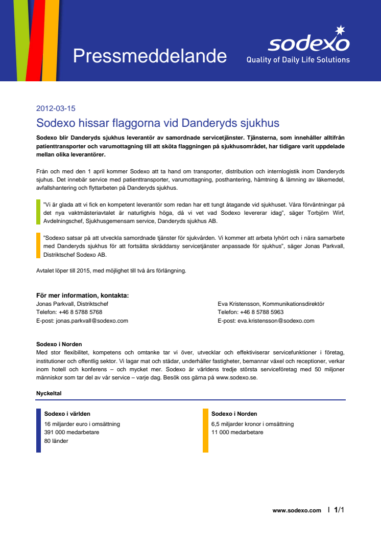 Sodexo hissar flaggorna vid Danderyds sjukhus