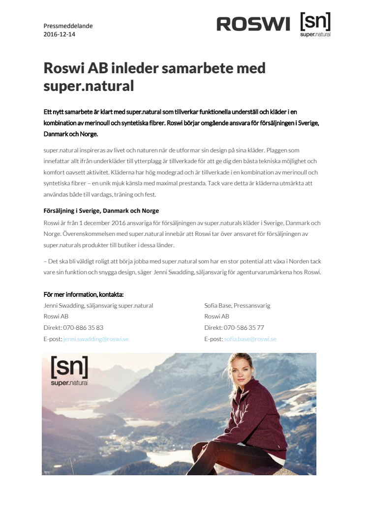 Roswi AB inleder samarbete med super.natural