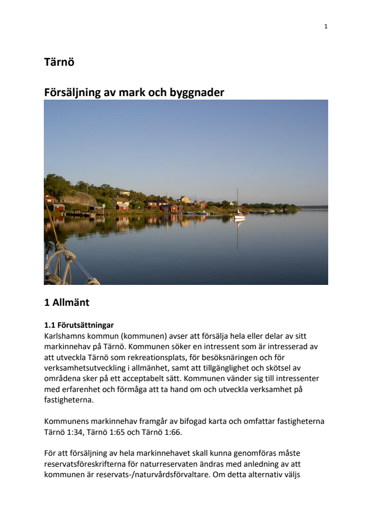 Karlshamns kommun vill sälja mark och byggnader på skärgårdsö