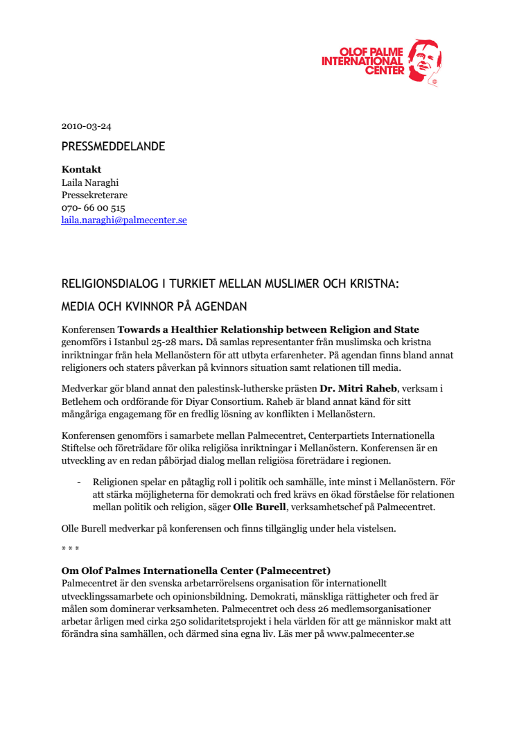 Religionsdialog i Turkiet mellan muslimer och kristna - Media och kvinnor på agendan